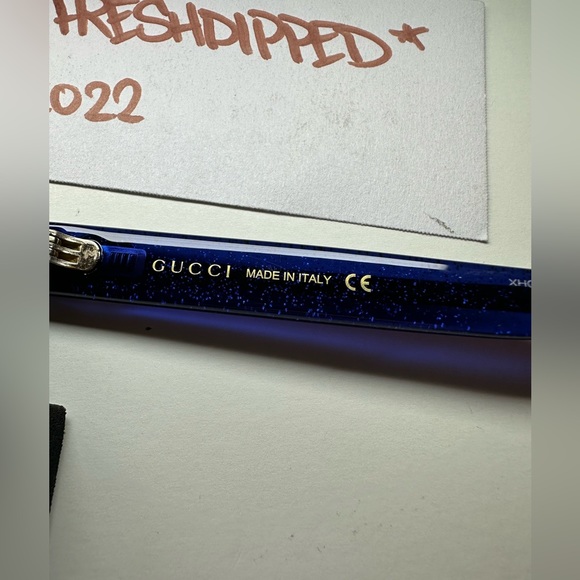 NWT WOMENS GUCCI GLASSES GG0038O TRANSPARENT HAVANA BLUE DEMO LENSES NO CASE - Picture 5 of 15